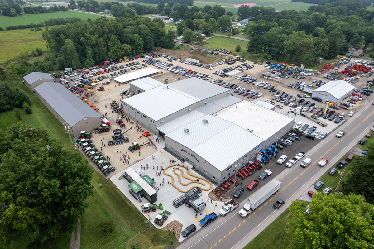 Aerial view of the Lowe & Young dealership in Wooster, Ohio